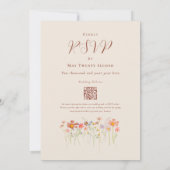 Invitation Boho Fall Fleur sauvage Beige Terracotta QR Code (Dos)