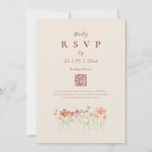 Invitation Boho Fall Fleur sauvage Beige Terracotta QR Code (Dos)