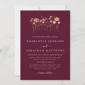 Invitation Boho Fall Fleur sauvage Bourgogne & Terracotta Mar (Devant)