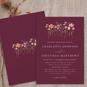 Invitation Boho Fall Fleur sauvage Bourgogne & Terracotta Mar