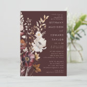 Invitation Boho Fall Fleur sauvage Brown Engagement Party (Debout devant)