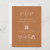 Invitation Boho Fall Fleur sauvage Brown Orange QR Code Maria (Dos)
