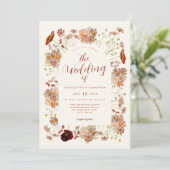 Invitation Boho Fall Fleur sauvage Burnt Orange Mariage (Debout devant)