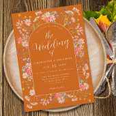 Invitation Boho Fall Fleur sauvage Burnt Orange Mariage