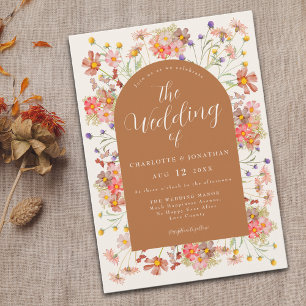 Invitation Boho Fall Fleur sauvage Burnt Orange Mariage