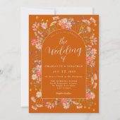 Invitation Boho Fall Fleur sauvage Burnt Orange Mariage (Devant)