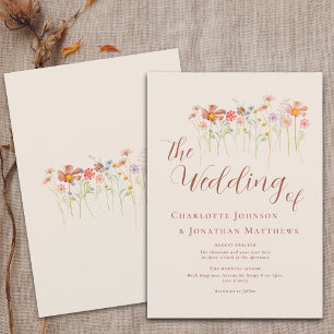 Invitation Boho Fall Fleur sauvage Floral Beige Terracotta