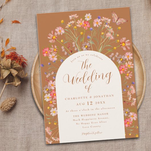 Invitation Boho Fall Fleur sauvage Floral Butal Mariage