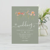 Invitation Boho Fall Fleur sauvage Floral Sage Green Mariage (Debout devant)