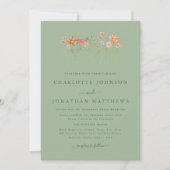 Invitation Boho Fall Fleur sauvage Floral Sage Green Mariage (Devant)