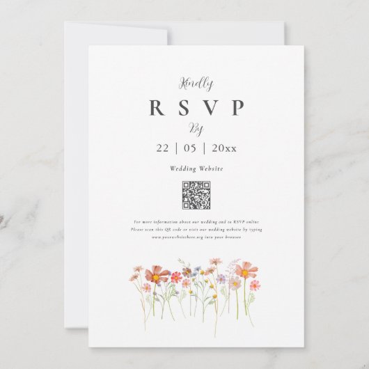 Invitation Boho Fall Fleur sauvage QR Code (Dos)