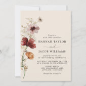 Invitation Boho Fall Fleur sauvage QR Code RSVP Mariage (Devant)