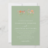 Invitation Boho Fall Fleur sauvage Sage Green Mariage (Devant)