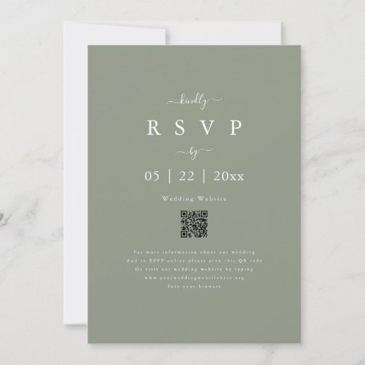 Invitation Boho Fall Fleur sauvage Sage Green Mariage QR Code (Dos)
