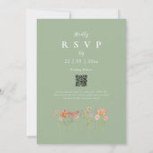 Invitation Boho Fall Fleur sauvage Sage Green QR Code Mariage (Dos)