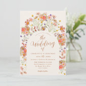 Invitation Boho Fall Fleur sauvage Terracotta Mariage (Debout devant)