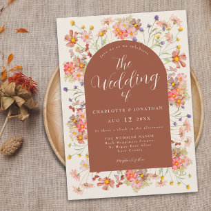 Invitation Boho Fall Fleur sauvage Terracotta Mariage