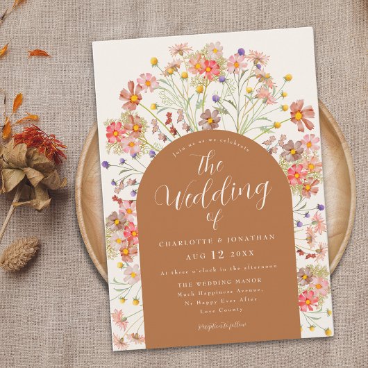Invitation Boho Fall Fleur sauvage Terracotta Mariage