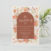 Invitation Boho Fall Fleur sauvage Terracotta Mariage (Debout devant)