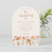 Invitation Boho Fall Fleur sauvage Terracotta Mariage (Debout devant)
