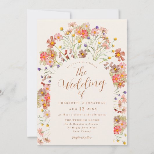 Invitation Boho Fall Fleur sauvage Terracotta Mariage (Devant)