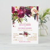 Invitation Boho Fall Floral Arrow Bouquet Mariage (Debout devant)