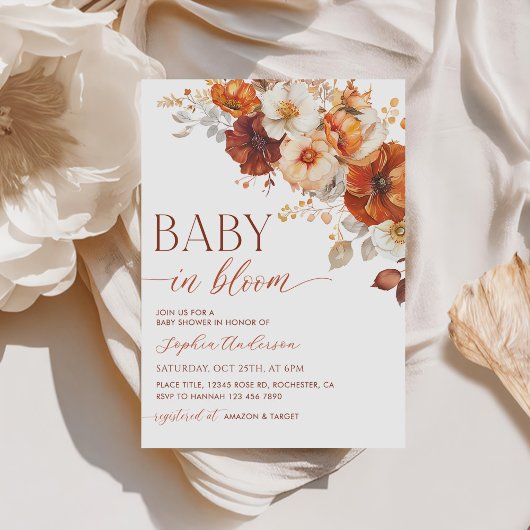 Invitation Boho Fall Floral Baby in Bloom Baby shower
