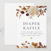 Invitation Boho Fall Floral Baby shower Déchets Raffin Signal (Devant / Derrière)