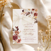 Invitation Boho Fall Floral Blanc Bow Mariage