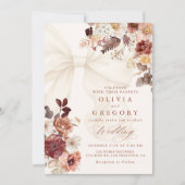 Invitation Boho Fall Floral Blanc Bow Mariage (Devant)