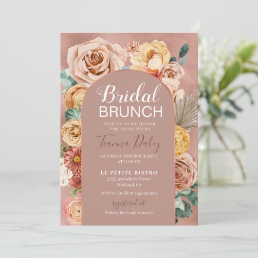 Invitation Boho Fall Floral Bridal Brunch  (Debout devant)