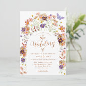 Invitation Boho Fall Floral Butterfly Mariage (Debout devant)