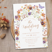Invitation Boho Fall Floral Butterfly Mariage