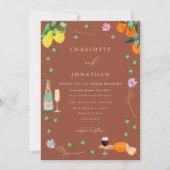 Invitation Boho Fall Floral Citrus Terracotta Beige Wedding (Devant)