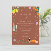 Invitation Boho Fall Floral Citrus Terracotta Beige Wedding (Debout devant)