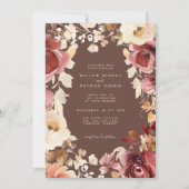 Invitation Boho Fall Floral Crème Brown Bourgogne Mariage (Devant)