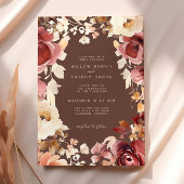 Invitation Boho Fall Floral Crème Brown Bourgogne Mariage