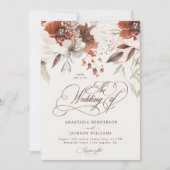 Invitation Boho Fall Floral Élégant Script Le Mariage De (Devant)