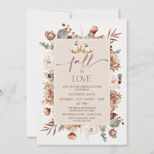 Invitation Boho Fall Floral Fall In Love Fête des mariées (Devant)