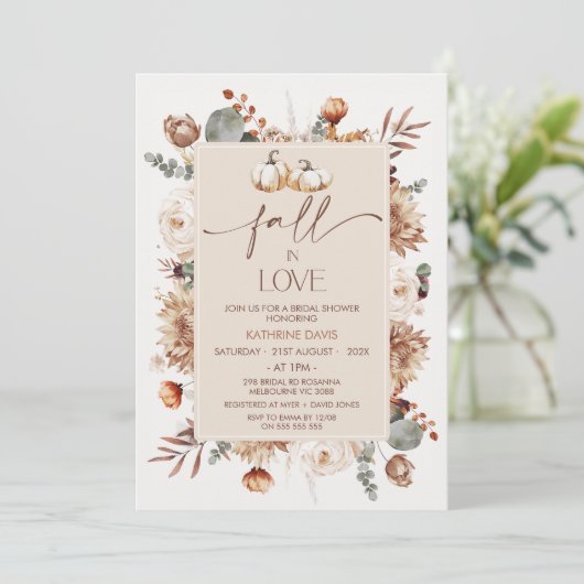 Invitation Boho Fall Floral Fall In Love Fête des mariées (Debout devant)