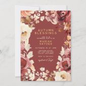 Invitation Boho Fall Floral Gold Crème Baby shower arlet (Devant)