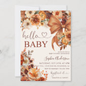 Invitation Boho Fall Floral Hello Baby Baby Shower Party (Devant)