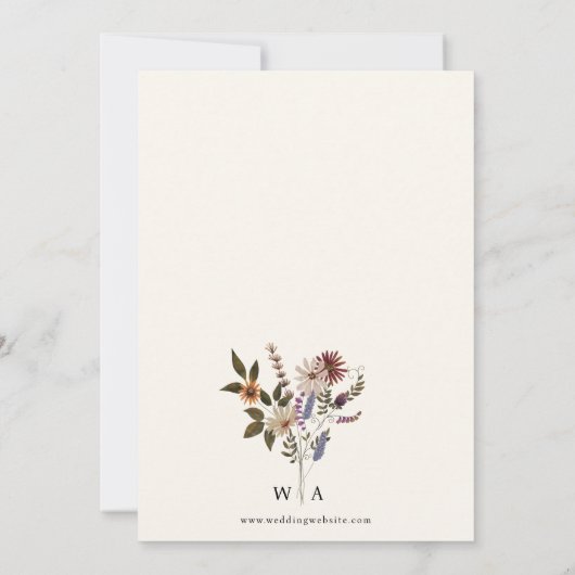 Invitation Boho Fall Floral Mariage (Dos)