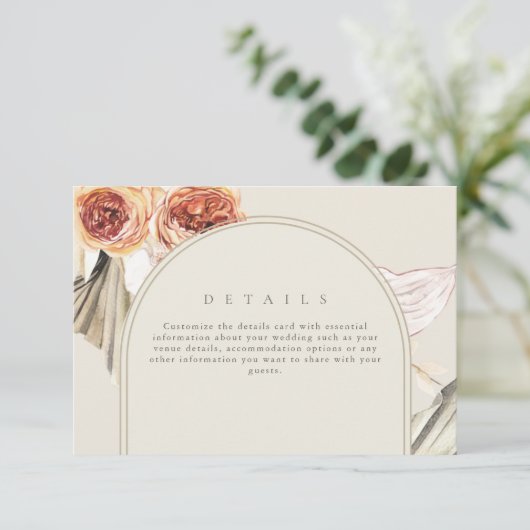 Invitation Boho Fall Floral Mariage Détails numériques (Debout devant)