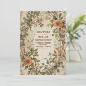 Invitation Boho Fall Floral Photo Mariage (Debout devant)