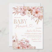 Invitation Boho Fall Floral Pumpkin Baby Shower  (Devant)