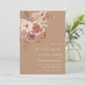 Invitation Boho Fall Floral QR Code Photo Automne Mariage (Debout devant)