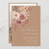 Invitation Boho Fall Floral QR Code Photo Automne Mariage (Devant / Derrière)