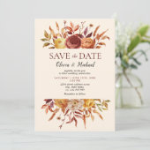 Invitation Boho Fall Floral Rustic Flowers Mariage (Debout devant)