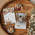 Invitation Boho Fall Floral Rustic Photo Fête des mariées<br><div class="desc">🌻 Présentation de notre Boho Fall Rustique Bridal Shower Invitation avec photo! 🍂 Plongez dans la beauté de l'automne avec notre Boho Fall Rustique Fleur sauvage Citrouille Bridal Shower Invitation. Cette invitation élaborée résume l'essence d'une célébration bohème, mêlée à la chaleur de l'automne et à l'allure rustique de la campagne....</div>
